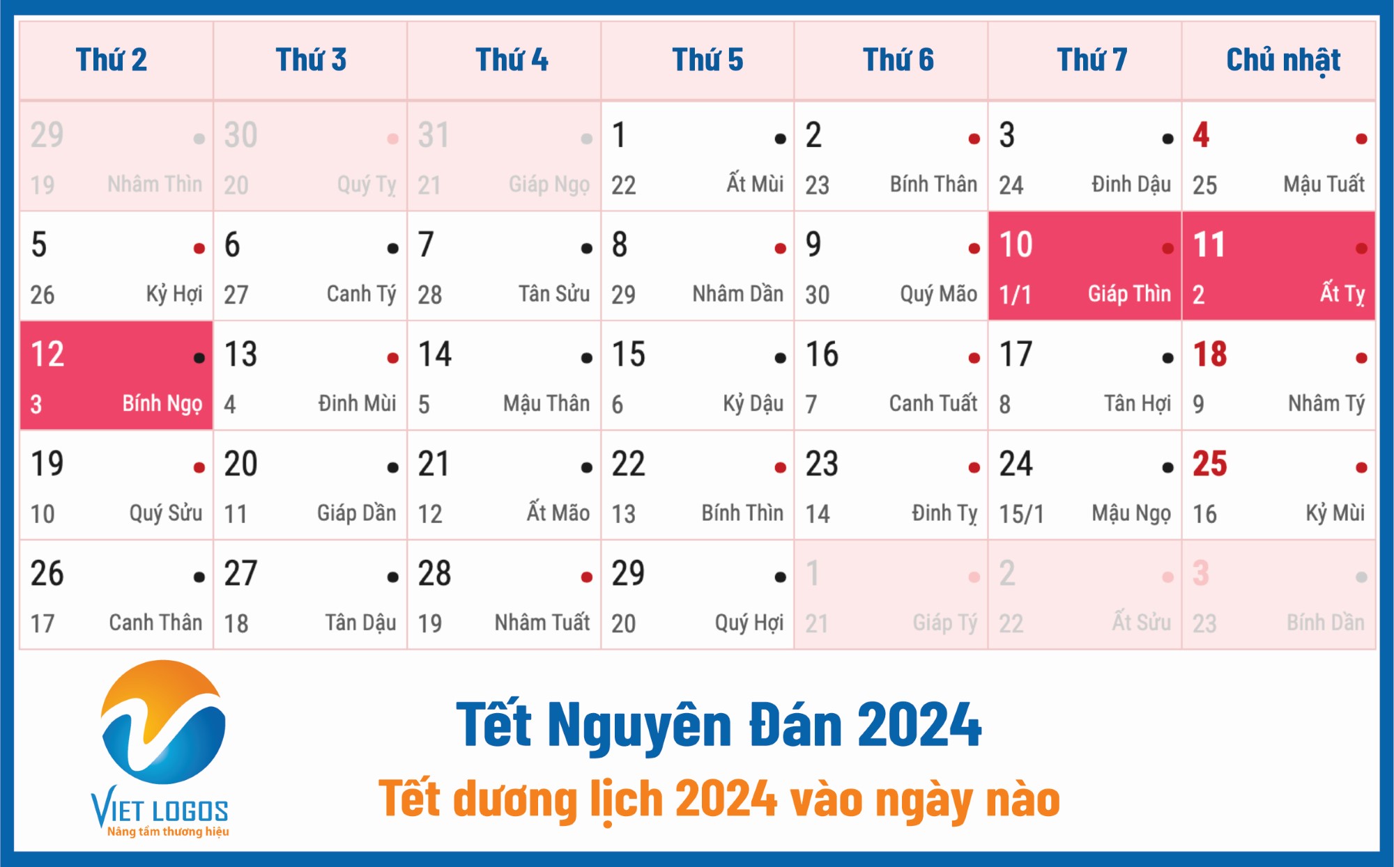 Lịch tết 2024